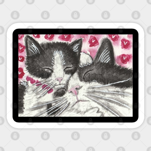 Mother and baby cat painting Sticker by SamsArtworks